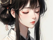 国风漫画小姐姐头像黑白,黑白线条勾勒的古典美人