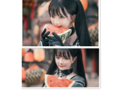 网红萝莉吃瓜,萌态十足引网友热议